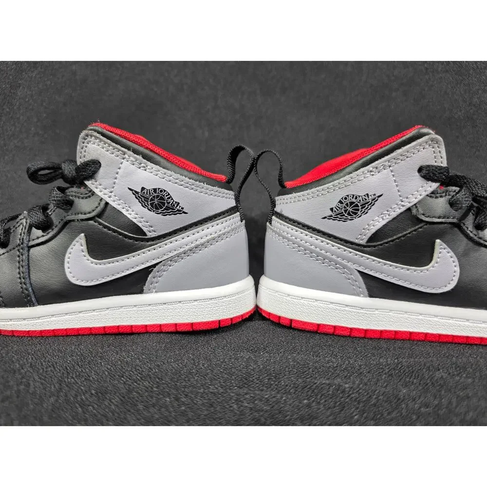 Nike Air Jordan 1 Mid Bred Shadow Black Grey Red Toddler Size 9C
